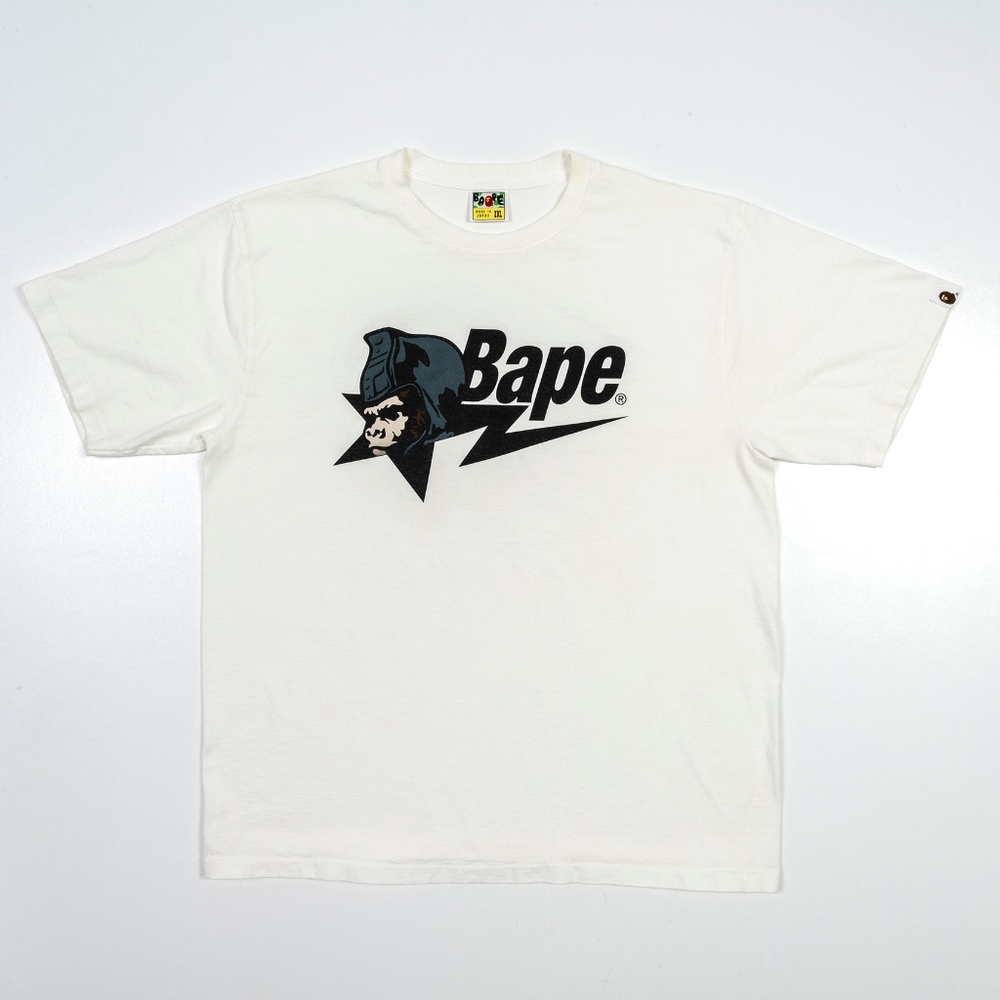 BAPE T-Shirt Ape Camo Helmet Lightning Bolt - Picture 2 of 6